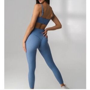 VITALITY Blue Wave Pattern Crop Top and Leggings SET